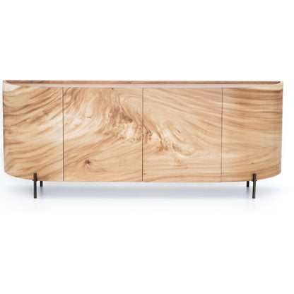 Lunas Sideboard by Four Hands. Made from thick guanacaste veneer, iron, engineered hardwood in a rustic style.