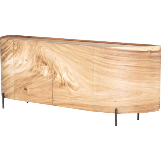 Lunas Sideboard by Four Hands. Made from thick guanacaste veneer, iron, engineered hardwood in a rustic style.