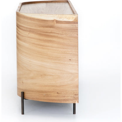 Lunas Sideboard by Four Hands. Made from thick guanacaste veneer, iron, engineered hardwood in a rustic style.