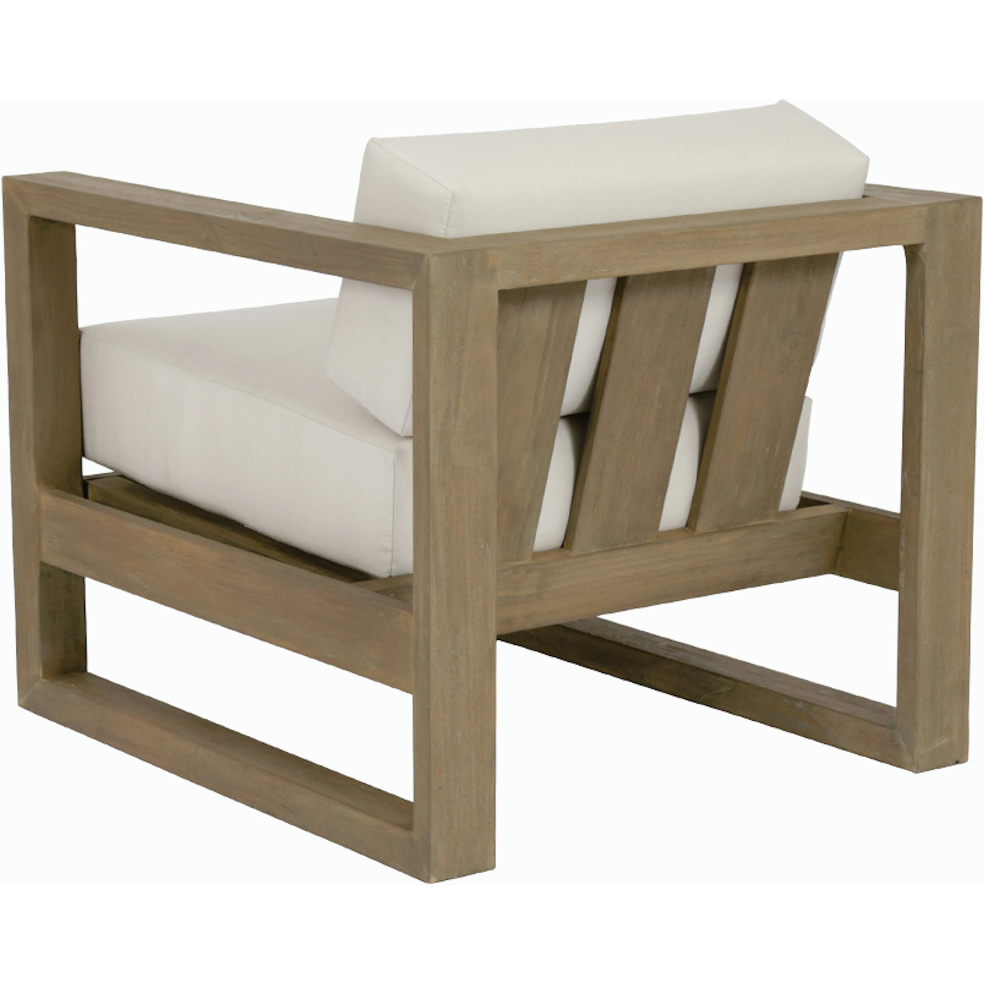 Coastal Outdoor Teak Club Chair by Sunset West. Made from teak in a modern style.