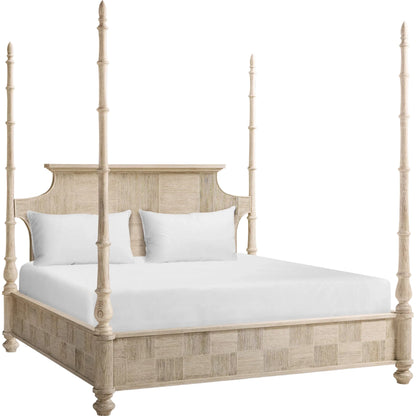 Bywater Poster Bed by Jonathan Charles in beige and washed acacia. Made from oak, beech in a transitional style.