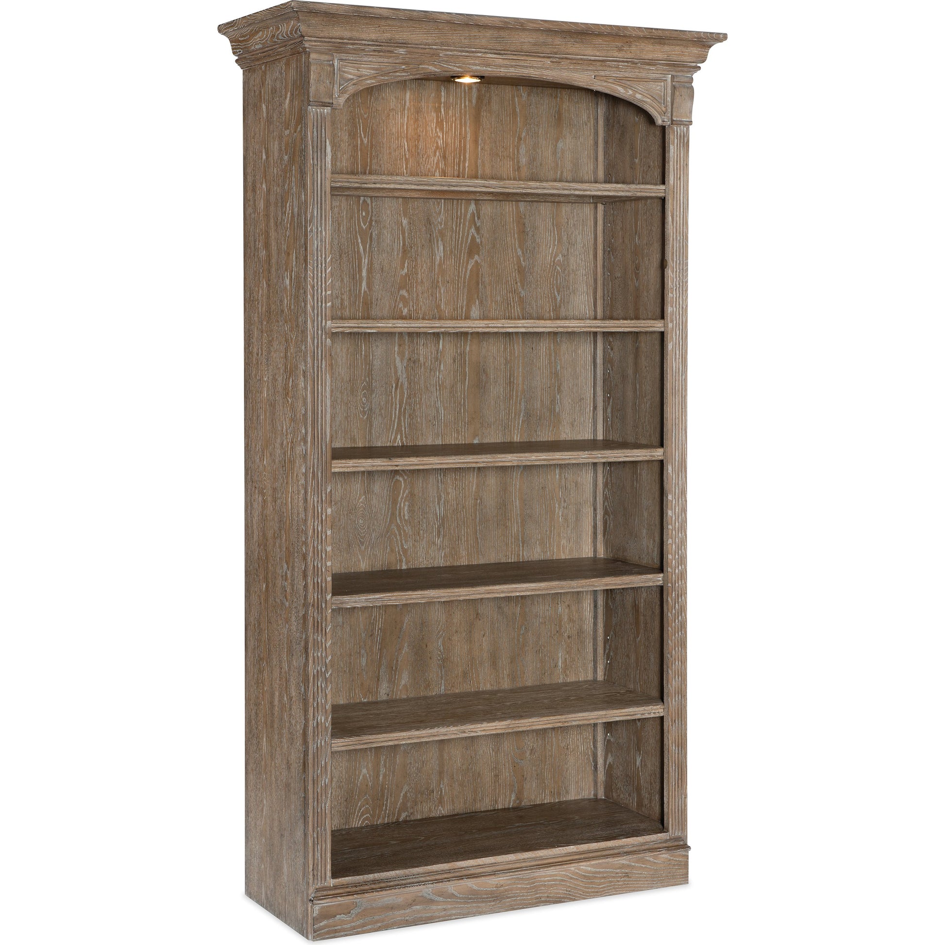 Sutter Bookcase by Hooker Furniture in claro. Made from cathedral oak veneers in a traditional style.