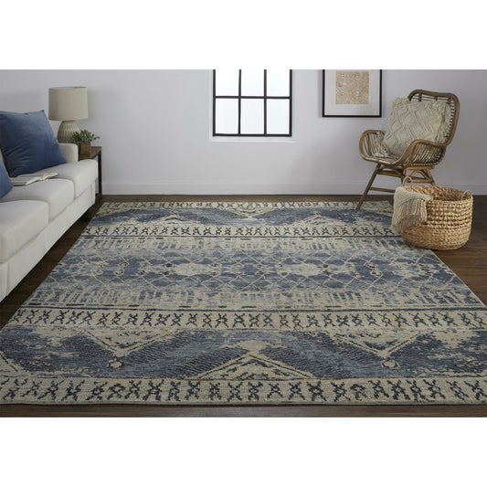 Palomar Transitional Trellis & Lattice Rug - 6572F by Feizy in blue, gray, ivory. Made from wool in a unique style.