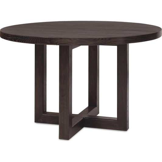 Driftwood 48" Round Dining Table by Hooker Furniture. Made from oak solids, oak veneers, fabric, 100% polyester in a transitional style.