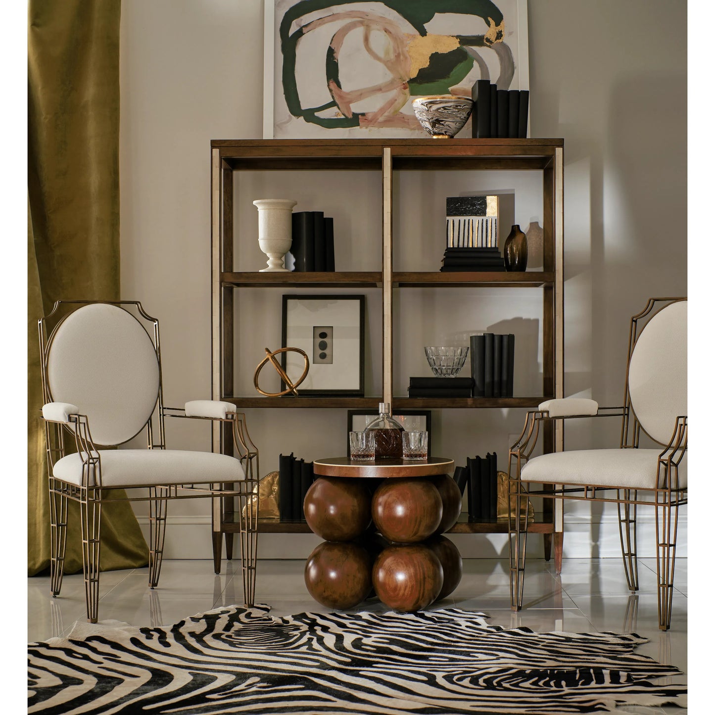 010 SI-2186359 | Lifestyle | Orb Round Accent Table by Jonathan Charles in brown and medium brown mahogany. Made from mahogany veneers, faux bone in a modern style.