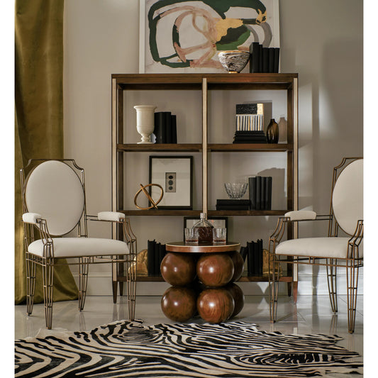 Orb Round Accent Table by Jonathan Charles in brown and medium brown mahogany. Made from mahogany veneers, faux bone in a modern style.