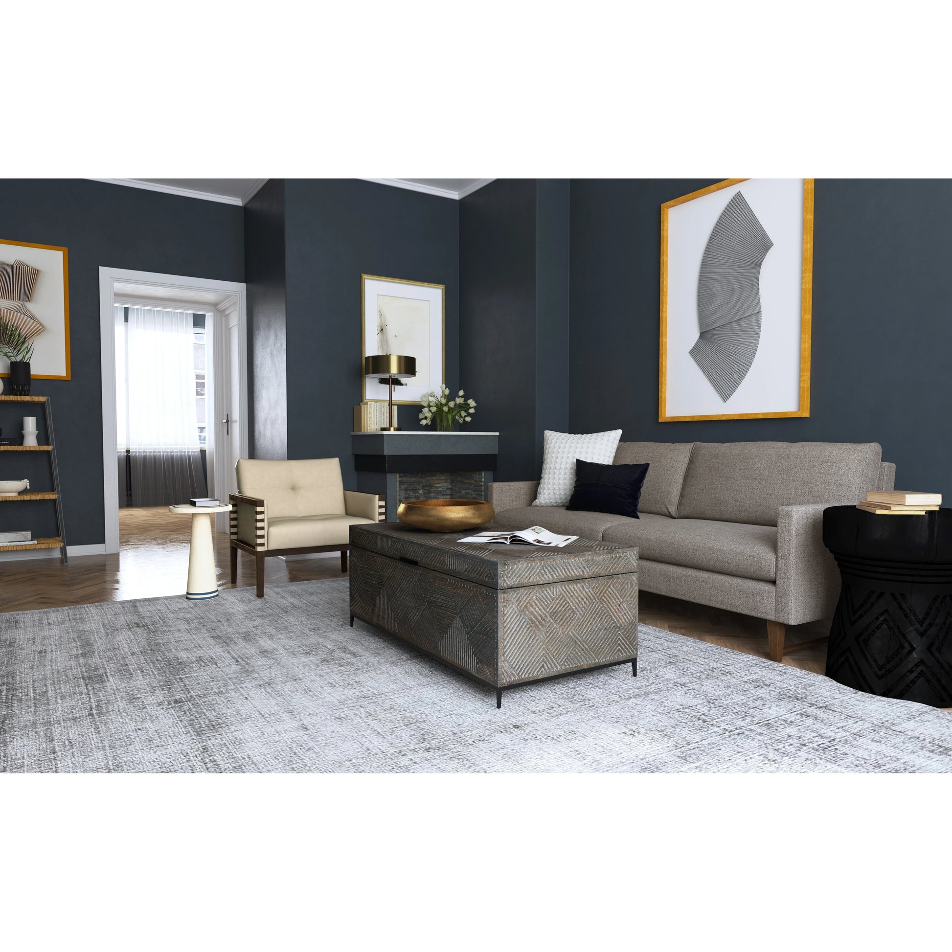 Carverdale Club Chair by Hooker Furniture in grey and maddie gray. Made from leather in a modern style.