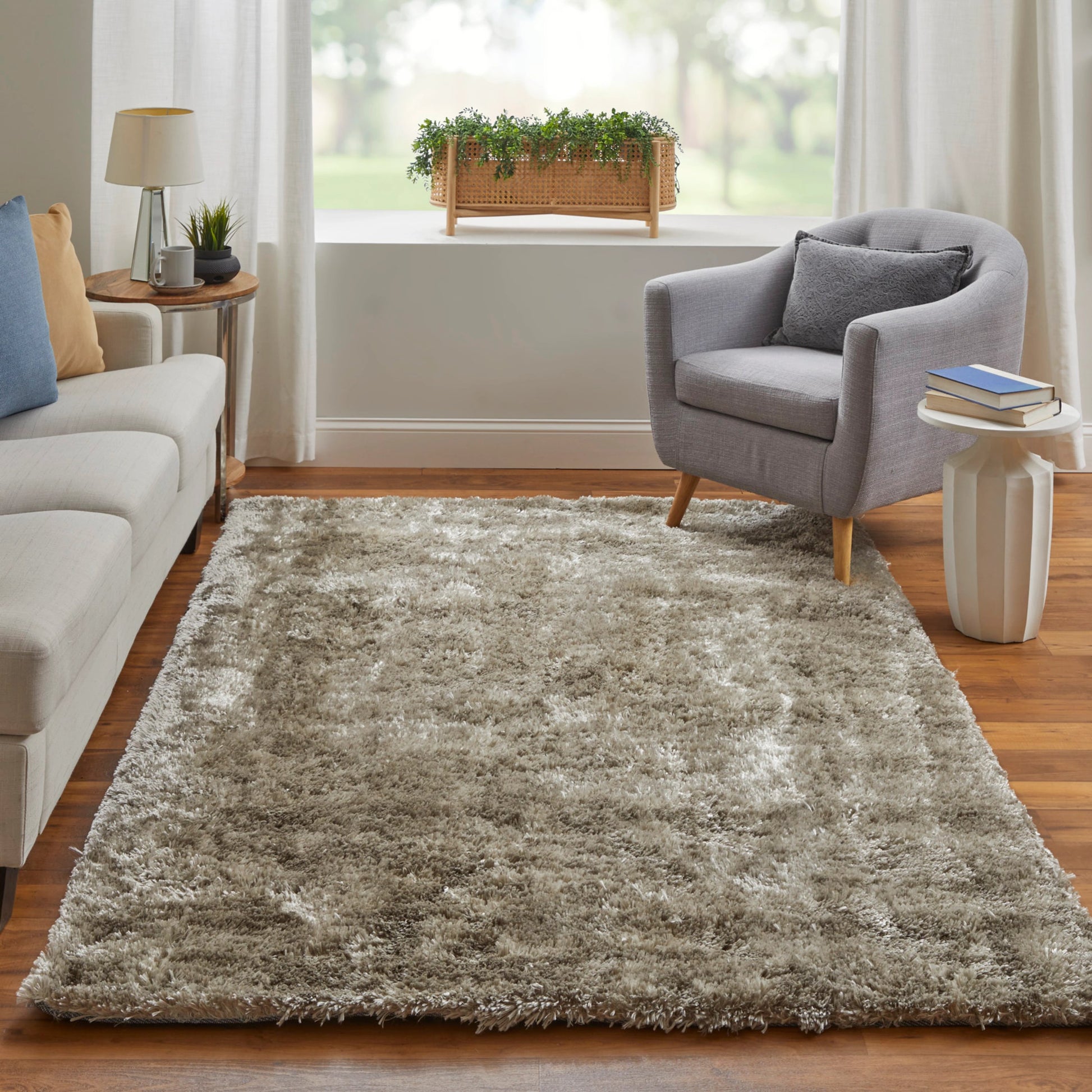 Blunham Solid Rug - 4116F by Feizy in gold, green. Made from polyester, cotton in a unique style.