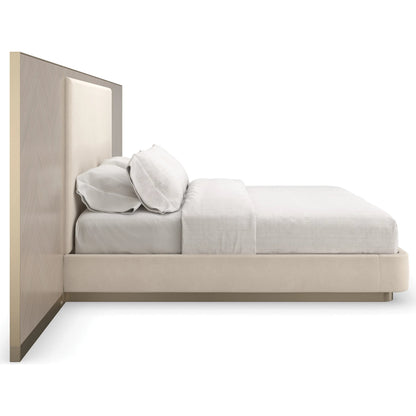 Anthology Bed with Wings by Caracole in gold and dry martini, brushed gold paint, brushed gold. Made from beech, koto in a transitional style.