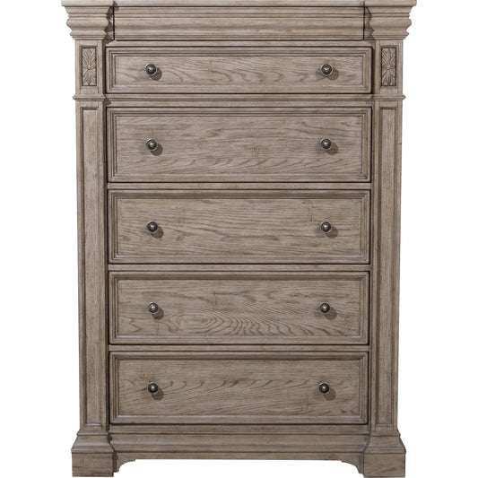 001 SI-2155594 | Primary Silo | Kingsbury Chest by Pulaski Furniture in french grey. Made from oak veneers, hardwood solids in a traditional style.