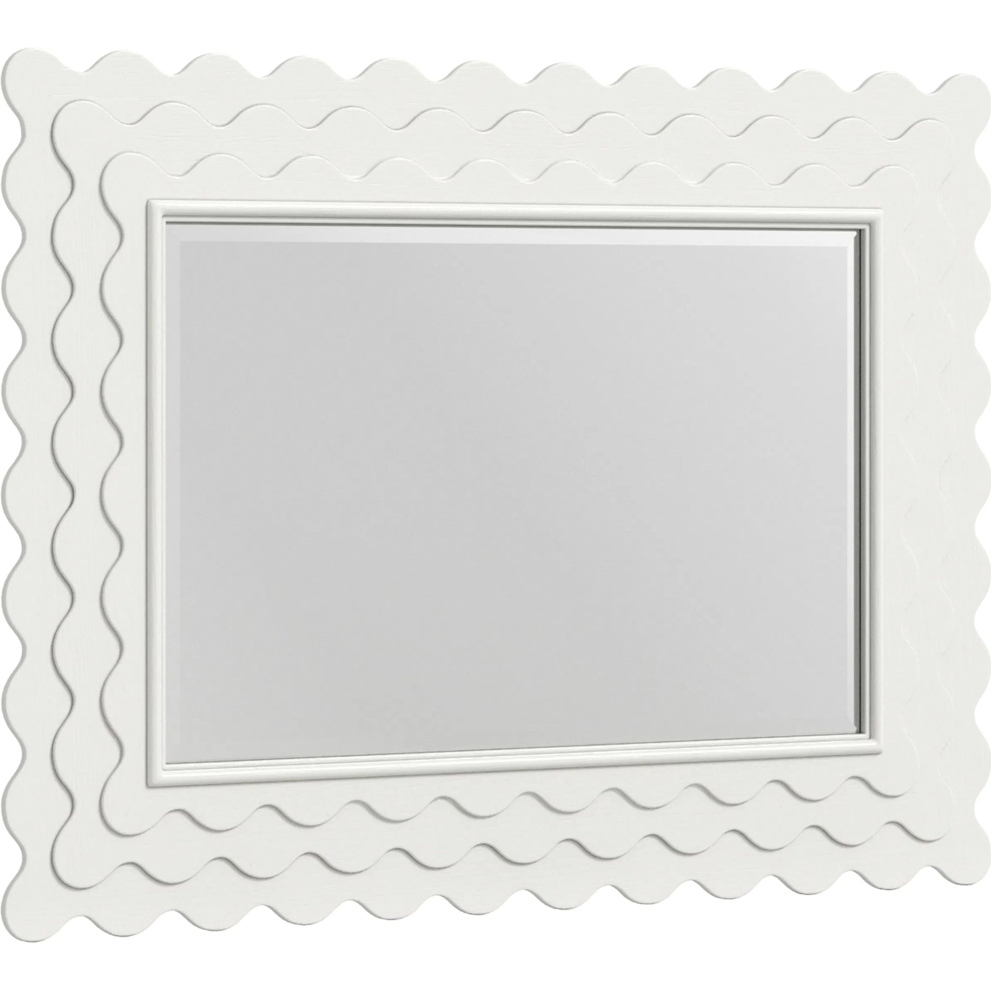 Haven Mirror by A.R.T. Furniture in warm white. Made from parawood solids, oak veneer in a transitional style.