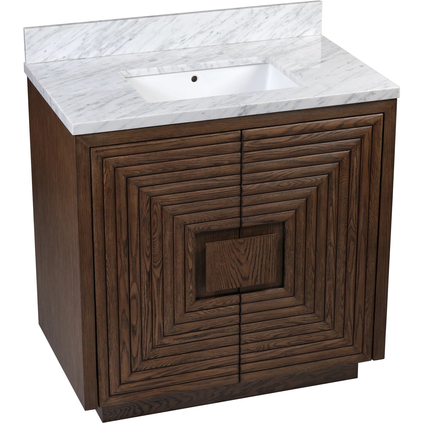 004 SI-2387099 | Additional Silo | Morombe 36" Marble Vanity with Undermount Sink by Currey and Company in cocoa, white. Made from oak solids, veneers, carrara marble, vitreous china in a unique style.