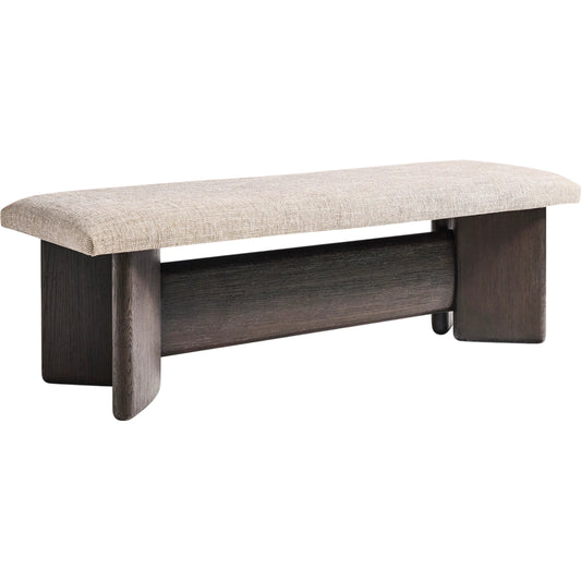 Geneve Bench by Bernhardt in beige, tan. Made from wood, fabric in a unique style.