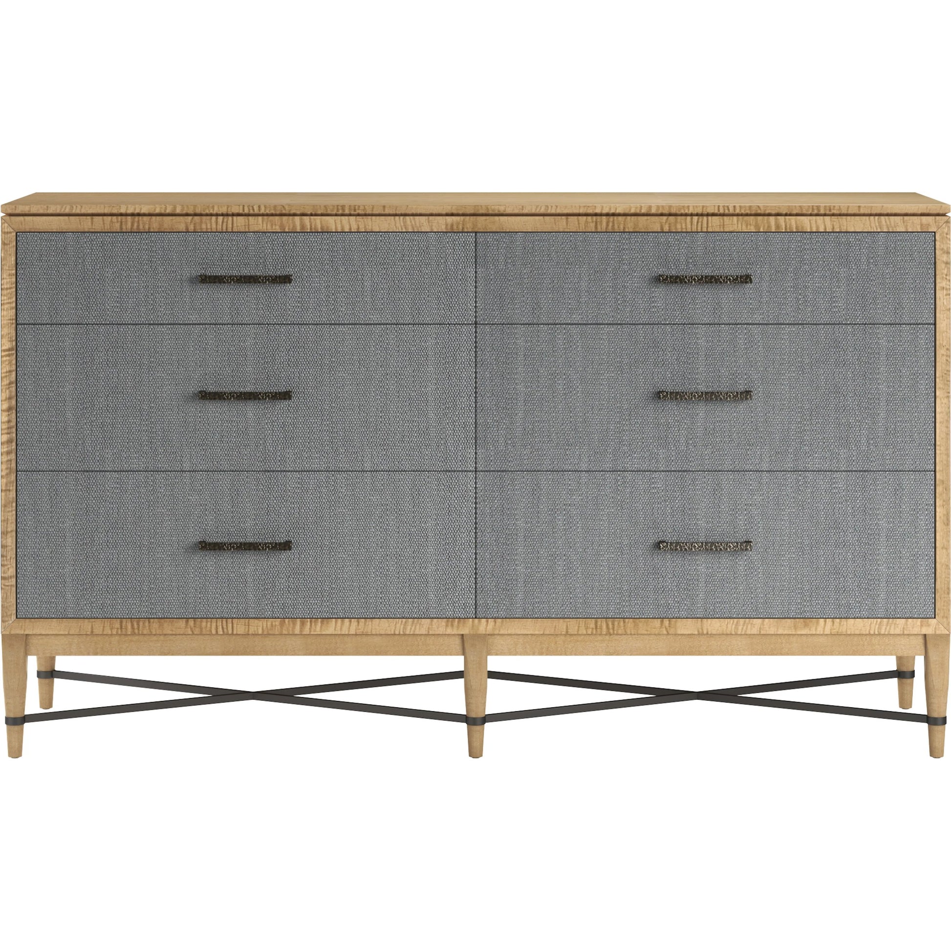 Loft Fabric Dresser by A.R.T. Furniture in gray and natural maple. Made from poplar, rubberwood, fabric in a modern style.