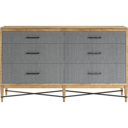 Loft Fabric Dresser by A.R.T. Furniture in gray and natural maple. Made from poplar, rubberwood, fabric in a modern style.