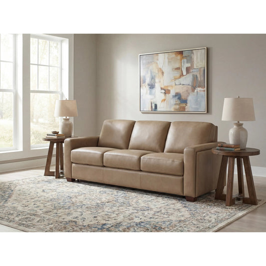 Griffin Sleeper Sofa by Hooker Furniture in brown and dark wood. Made from semi-aniline top grain leather, leather in a unique style.