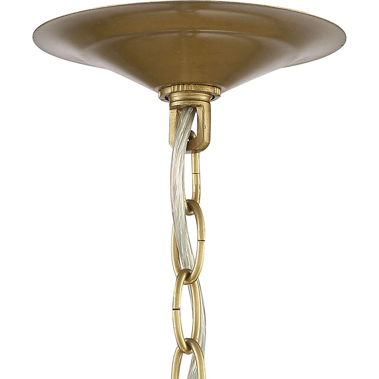 003 SI-1965985 | Closeup | Lark 6-Light Chandelier by Lumanity in brass. Made from iron, crystal in a modern style.