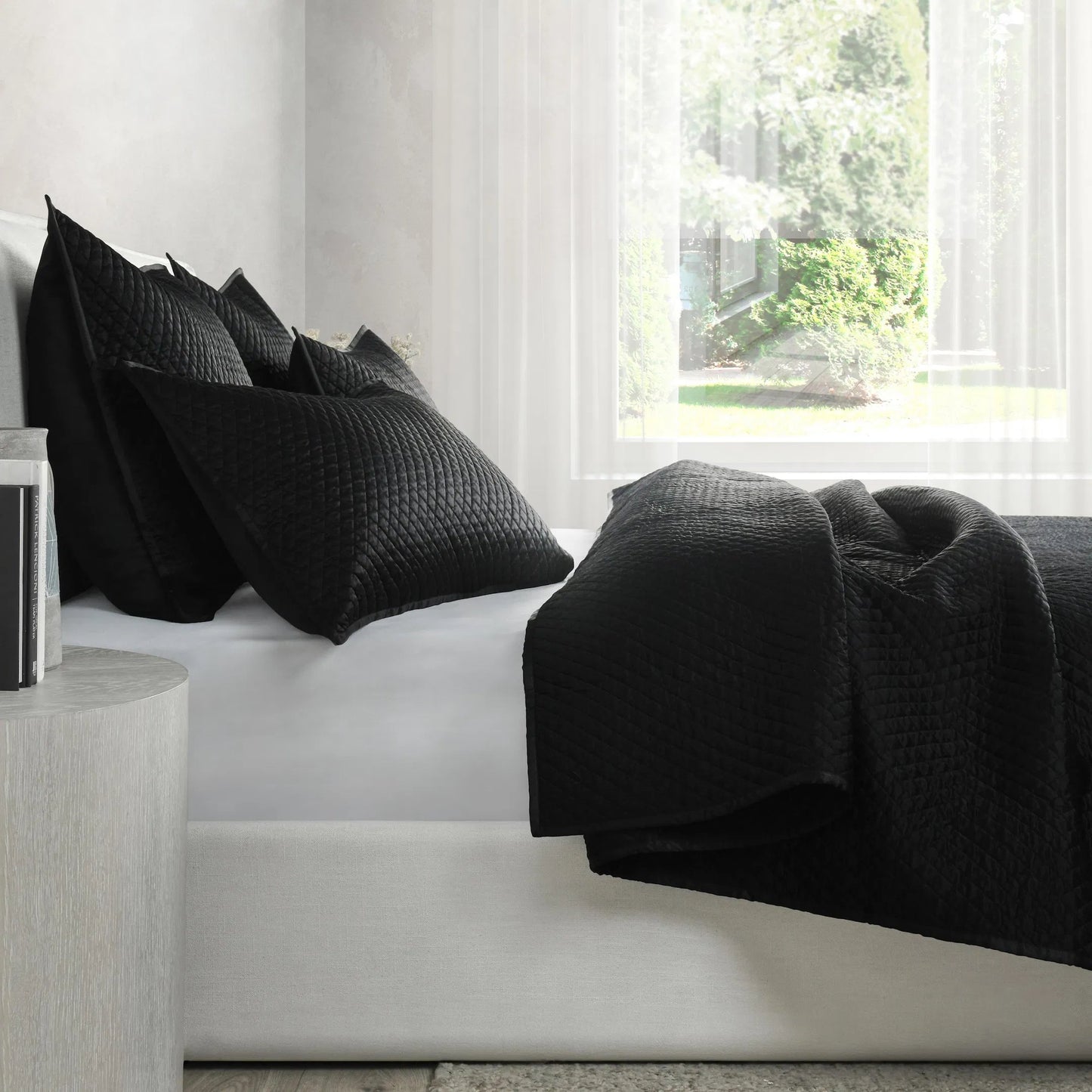 037 SI-2223019 | Lifestyle | Winthrop 100% Sateen Quilt by Villa by Classic Home. Made from 100% matte poly sateen front in a transitional style.