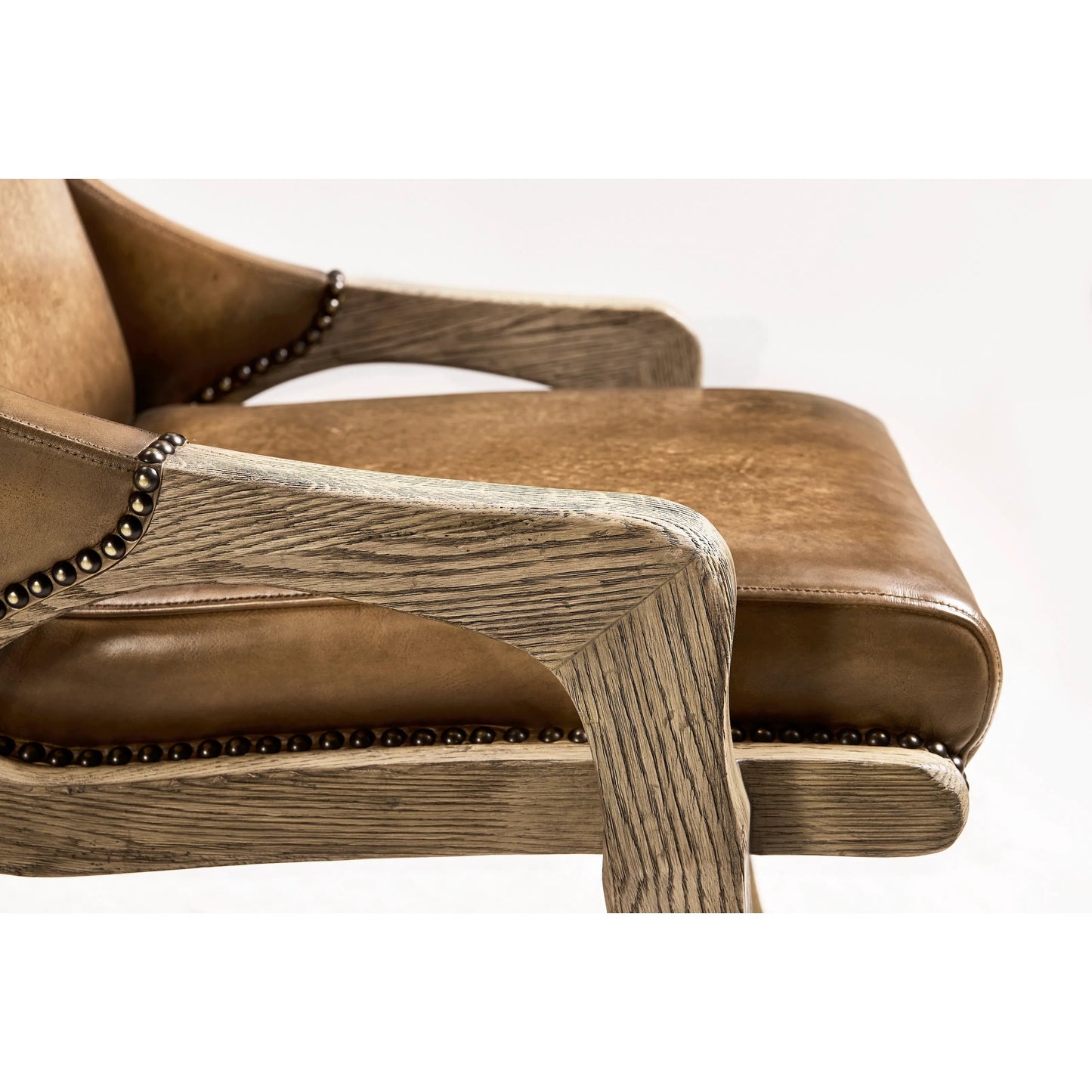 006 SI-2462588 | Closeup | Echo Canyon Leather Side Chair (Set of 2) by Jonathan Charles in faded oak. Made from oak in a traditional style.