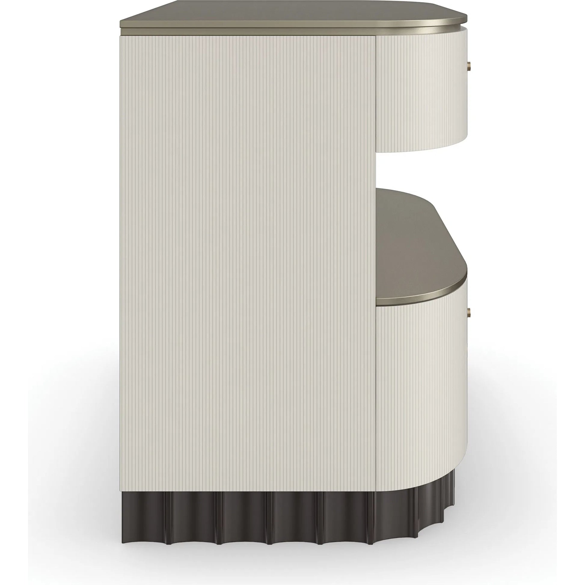 Deep Sleep Nightstand by Caracole in ivory, gold, dark chocolate and ivory, dark chocolate, brushed whisper of gold paint. Made from poplar in a modern style.