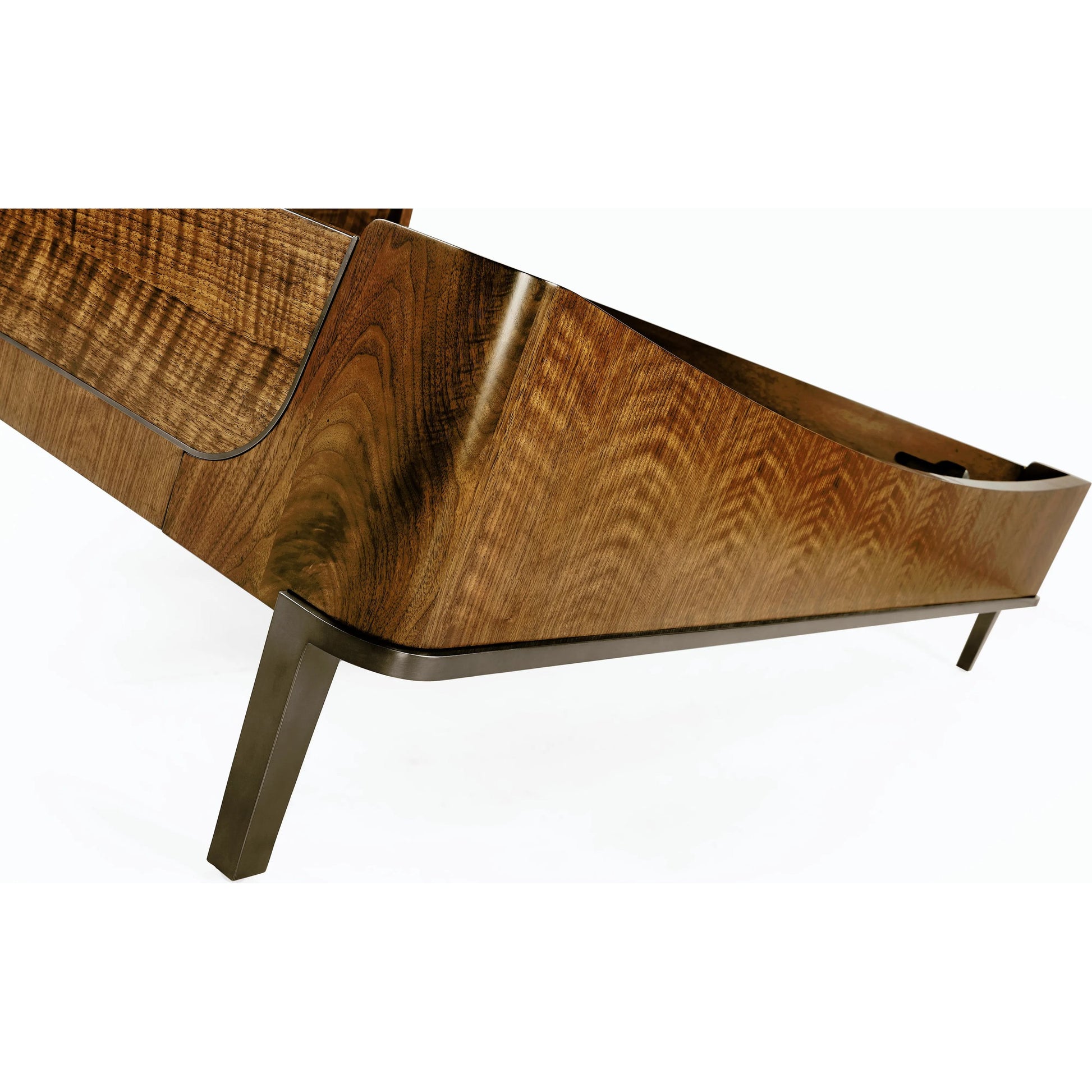 Toulouse King Panel Bed by Jonathan Charles in walnut. Made from walnut quarter figured veneer in a modern style.