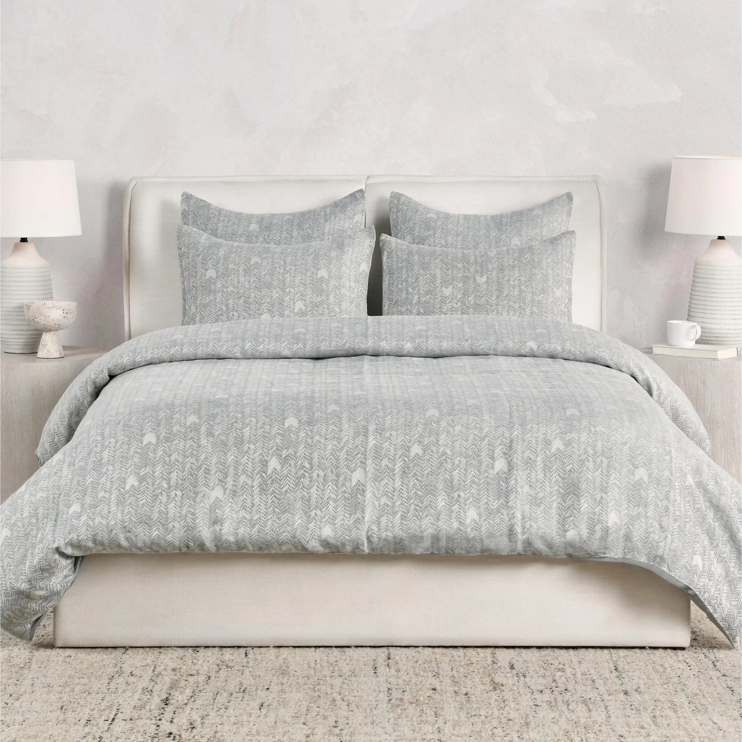 003 SI-2223104 | Lifestyle | Lana 100% Cotton Gray Embroidered Duvet by Villa by Classic Home in gray. Made from 100% cotton in a transitional style.