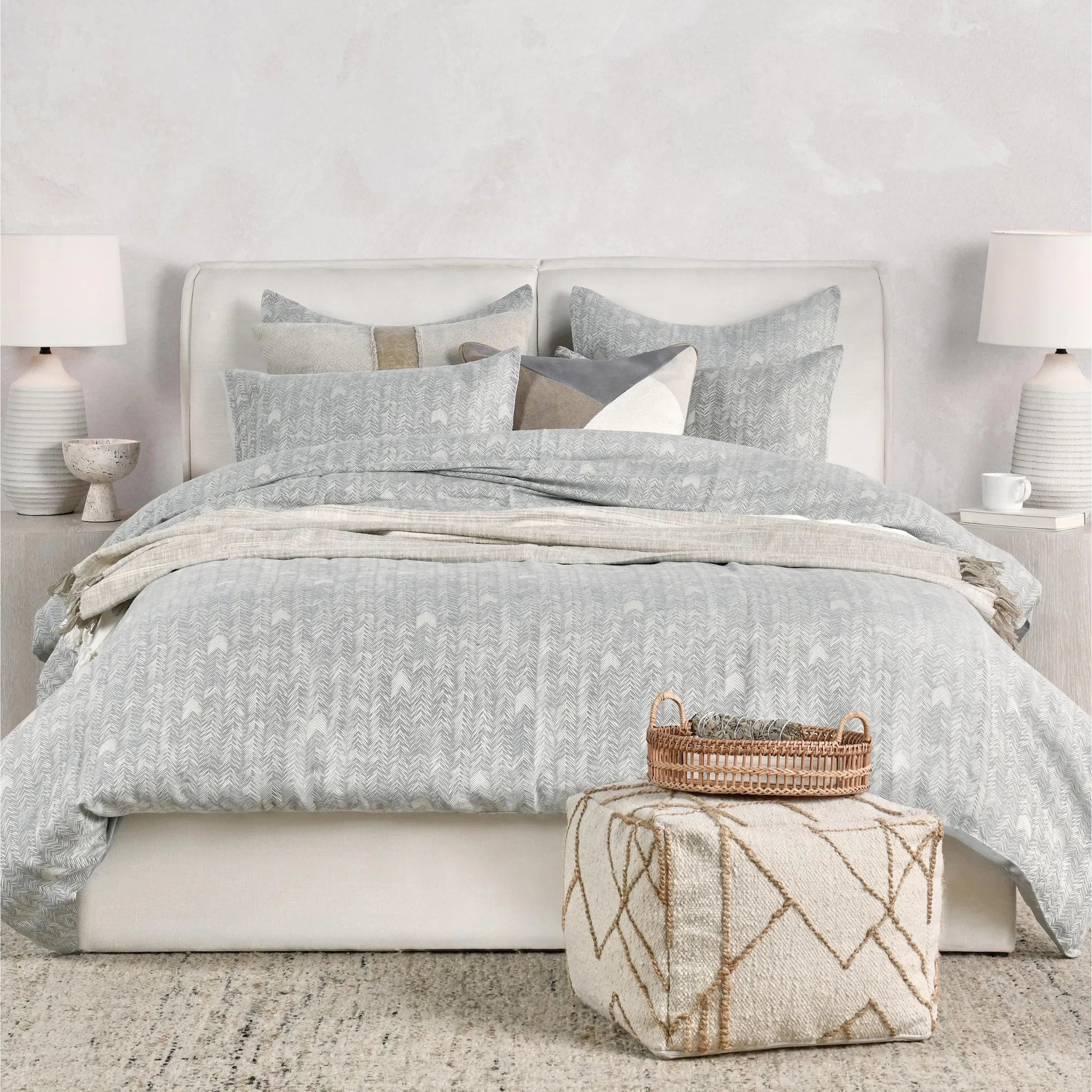 Lana 100% Cotton Gray Embroidered Duvet by Villa by Classic Home in gray. Made from 100% cotton in a transitional style.