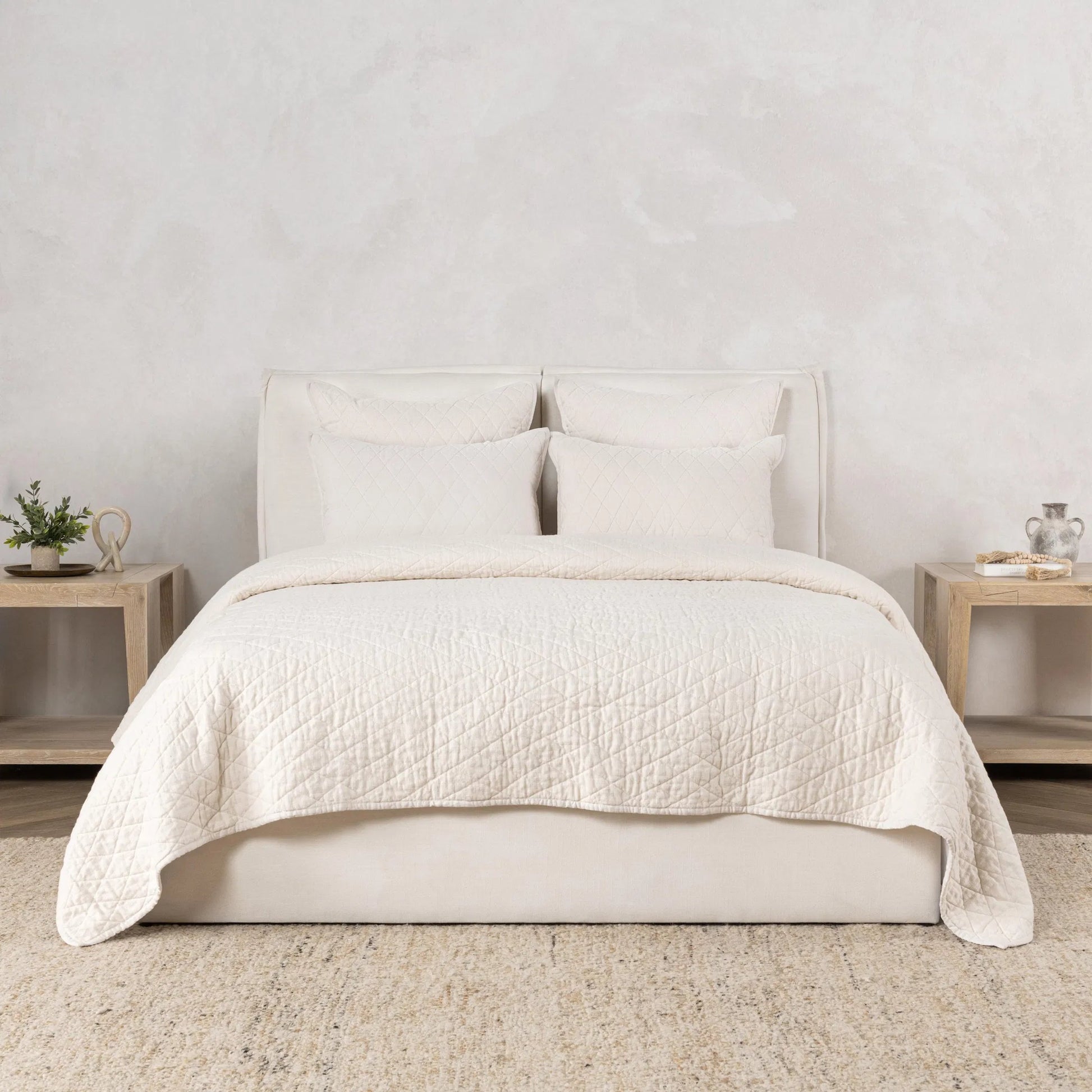 Lana 100% Cotton Quilt by Villa by Classic Home in ivory. Made from 100% textured cotton in a unique style.