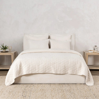 Lana 100% Cotton Quilt by Villa by Classic Home in ivory. Made from 100% textured cotton in a unique style.