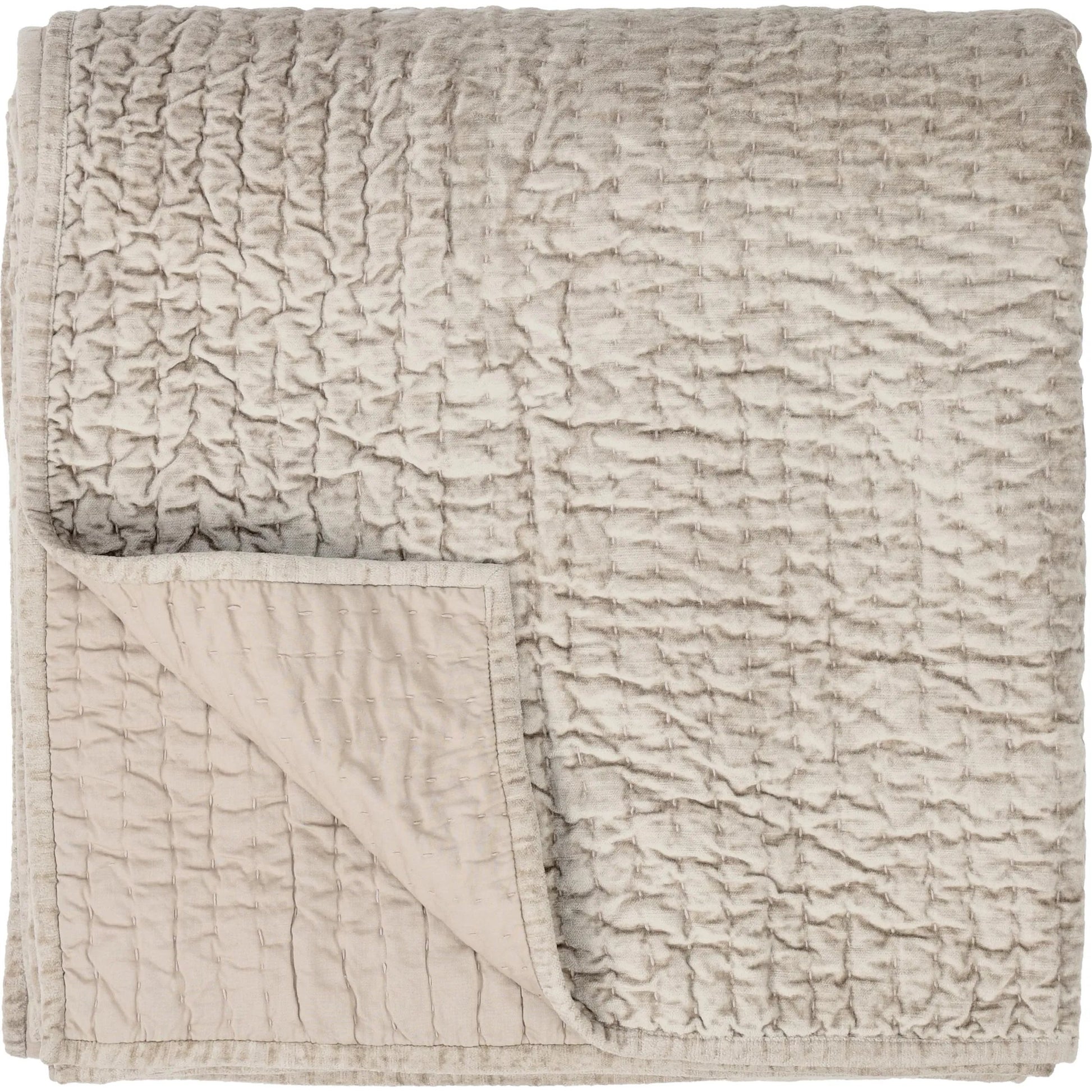 Dimitry Velvet Fabric Quilt by Villa by Classic Home. Made from front: 100% rayon velvet, back: 100% solid cotton sateen back in a modern style.