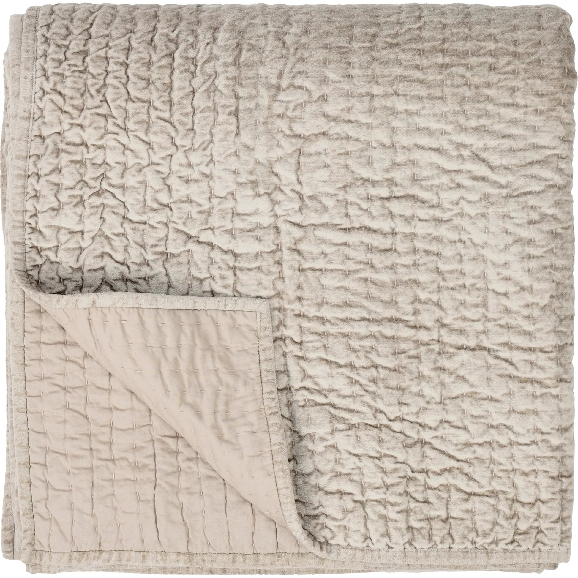 Dimitry Velvet Fabric Quilt by Villa by Classic Home. Made from front: 100% rayon velvet, back: 100% solid cotton sateen back in a modern style.