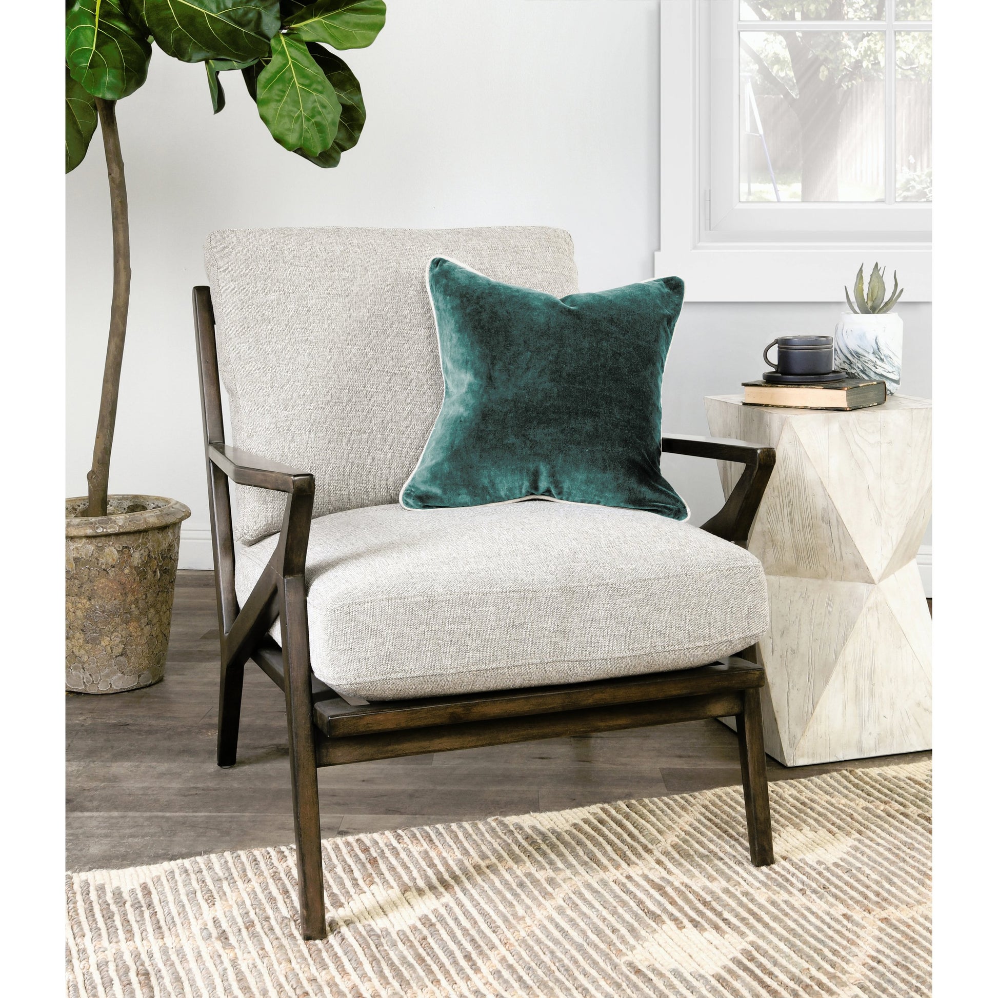 Harriet Velvet Throw Pillow, Brown by Villa by Classic Home. Made from 100% cotton velvet in a modern style.