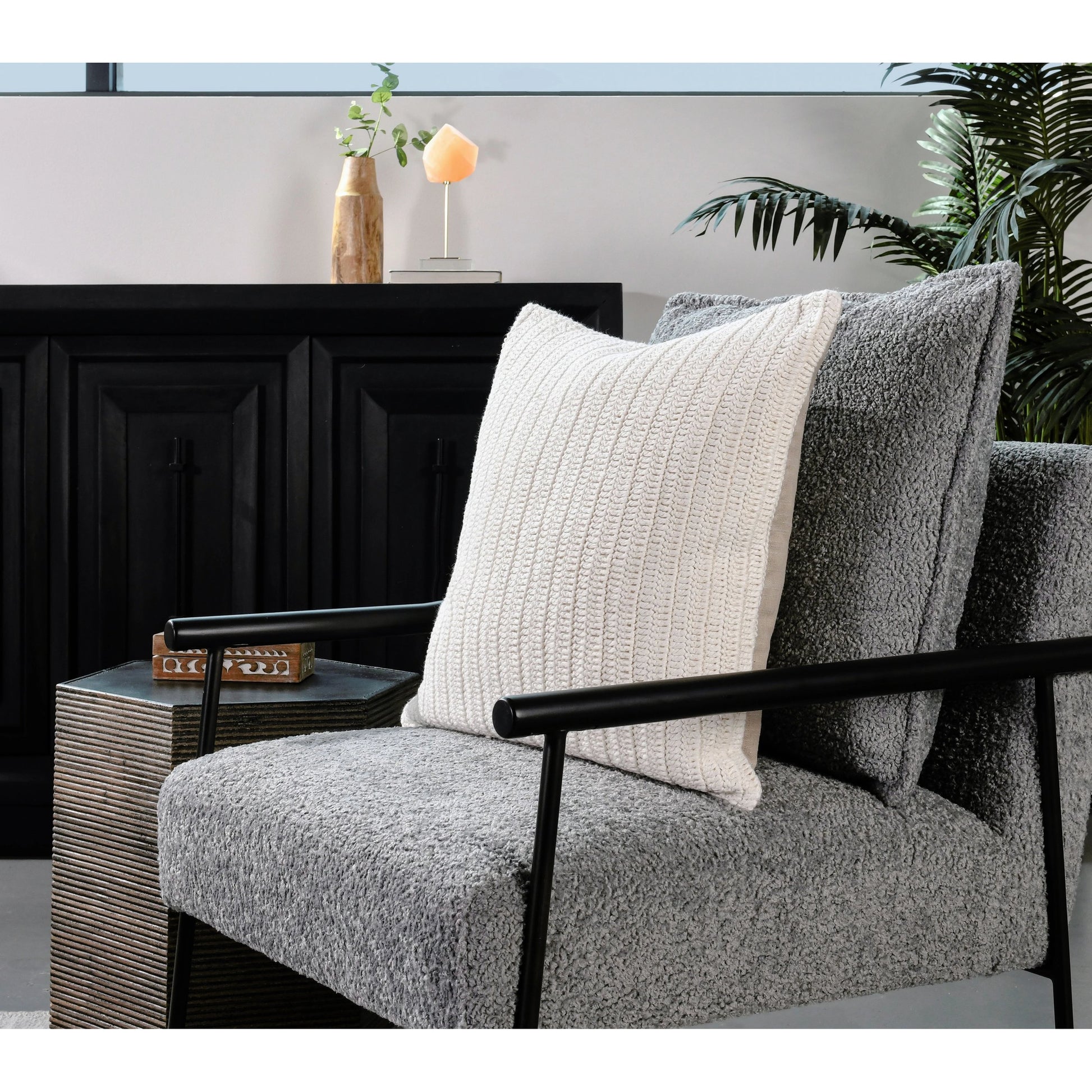 Marcie Knitted Throw Pillow by Villa by Classic Home. Made from 100% belgian flax linen in a modern style.