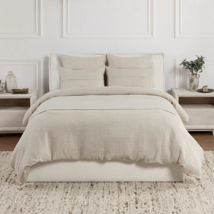 Beaumont 100% Linen Duvet by Villa by Classic Home. Made from 100% belgian flax linen 100% solid cotton back with hidden button closure in a unique style.