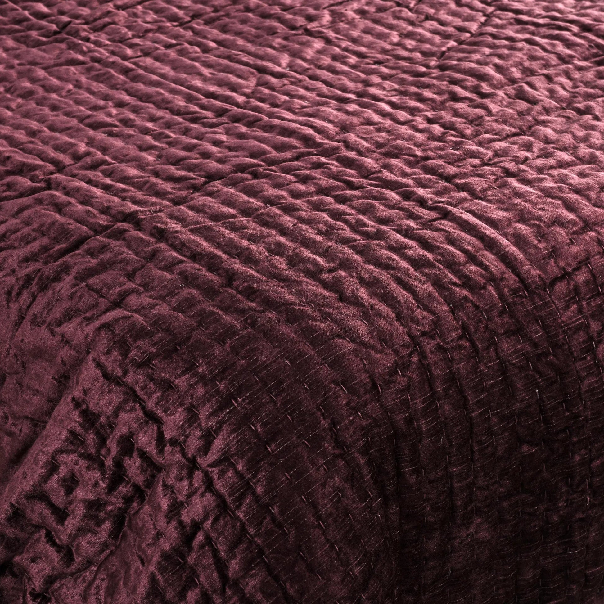 Dimitry Velvet Fabric Quilt by Villa by Classic Home. Made from front: 100% rayon velvet, back: 100% solid cotton sateen back in a modern style.