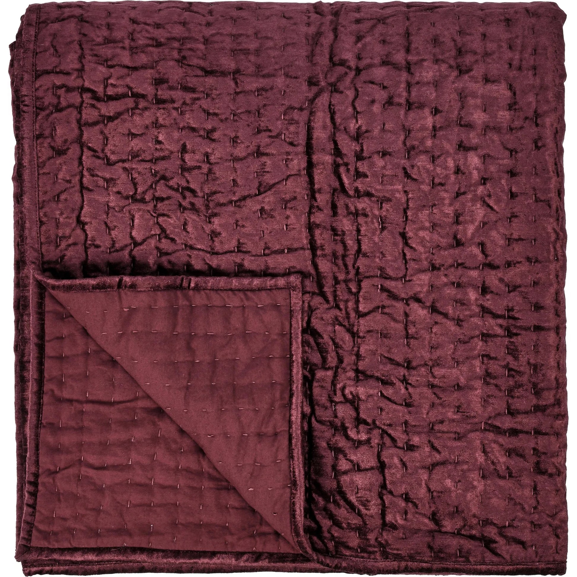 Dimitry Velvet Fabric Quilt by Villa by Classic Home. Made from front: 100% rayon velvet, back: 100% solid cotton sateen back in a modern style.