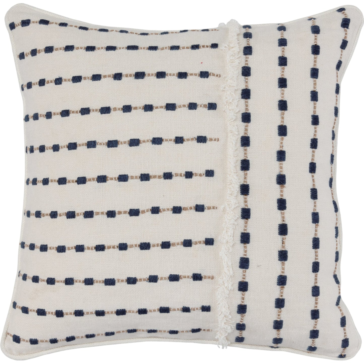 000 SI-2162422 | Primary Silo | Kassia Embroidered Throw Pillow by Villa by Classic Home in ivory, navy. Made from 100% belgian flax linen in a modern style.