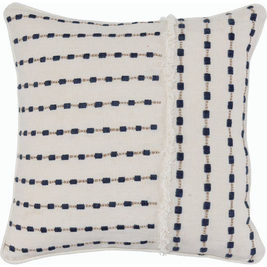 Kassia Embroidered Throw Pillow by Villa by Classic Home in ivory, navy. Made from 100% belgian flax linen in a modern style.