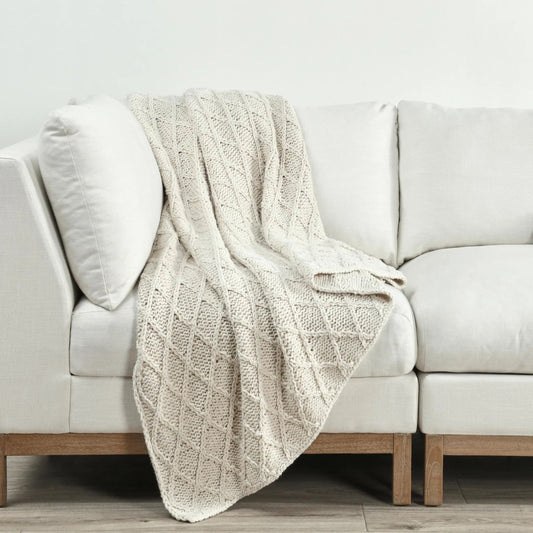 Porter 100% Cotton Throw Blanket by Villa by Classic Home in ivory. Made from 100% cotton in a unique style.