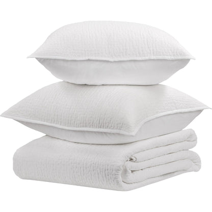 Danica 100% Cotton Quilt by Villa by Classic Home in white. Made from 100% cotton voile 100% cotton fill in a unique style.