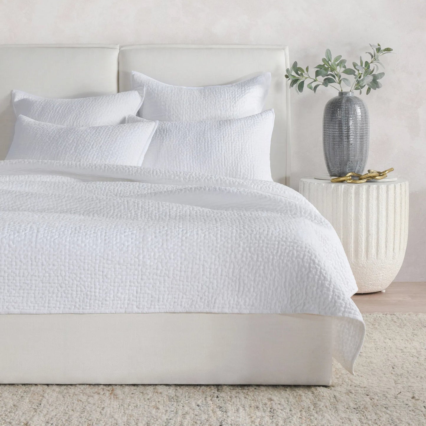 005 SI-2533302 | Lifestyle | Danica 100% Cotton Quilt by Villa by Classic Home in white. Made from 100% cotton voile 100% cotton fill in a unique style.