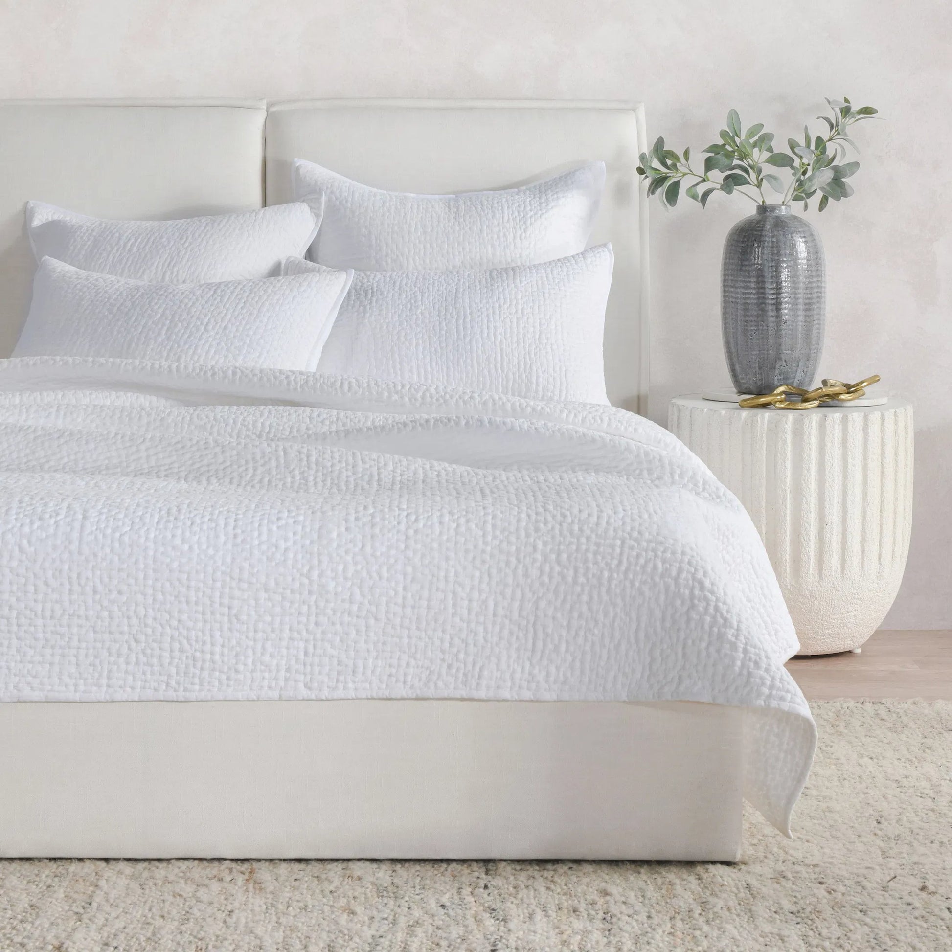 Danica 100% Cotton Quilt by Villa by Classic Home in white. Made from 100% cotton voile 100% cotton fill in a unique style.