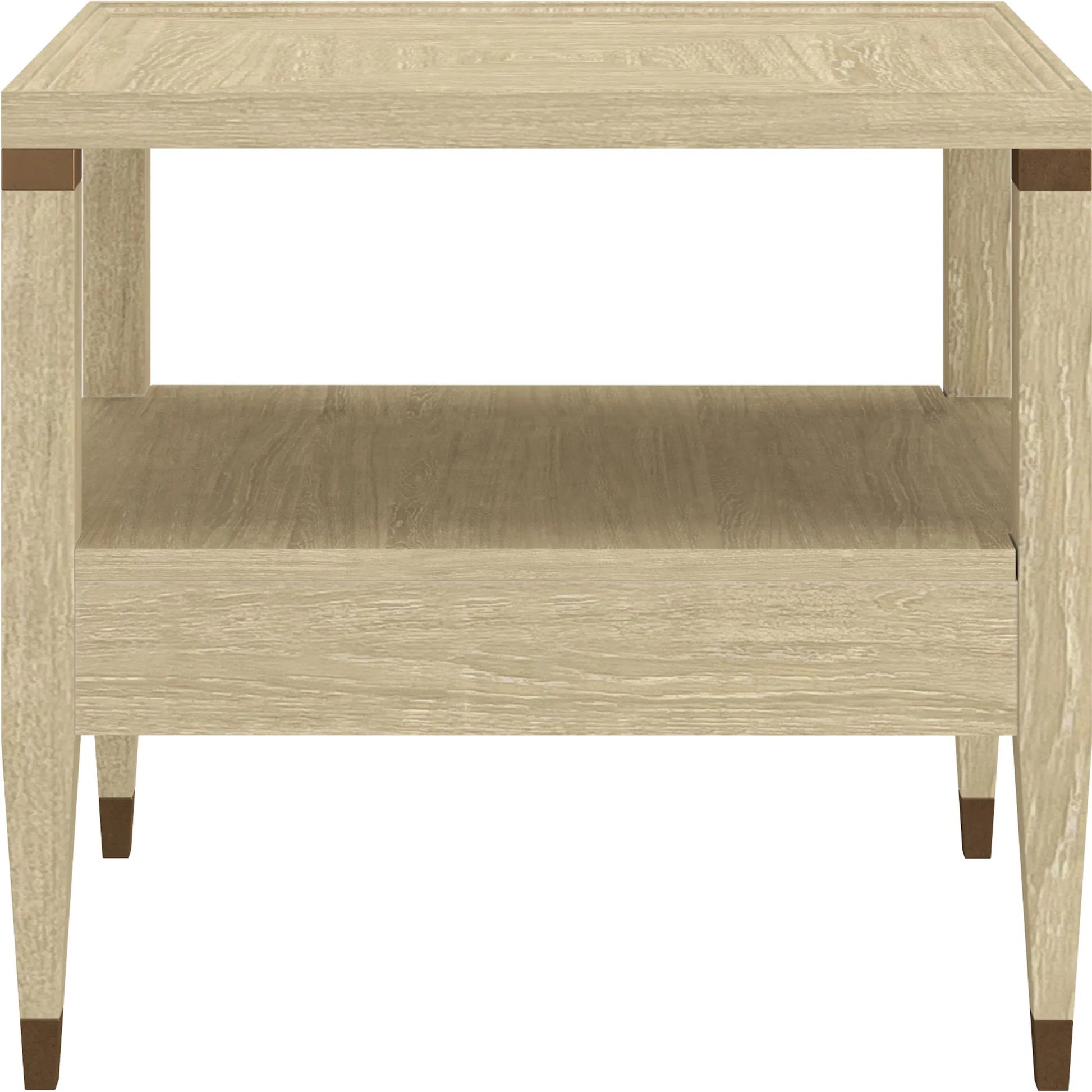 Eave Drawer End Table by A.R.T. Furniture in sundrenched oak. Made from parawood solids, white oak veneer in a transitional style.