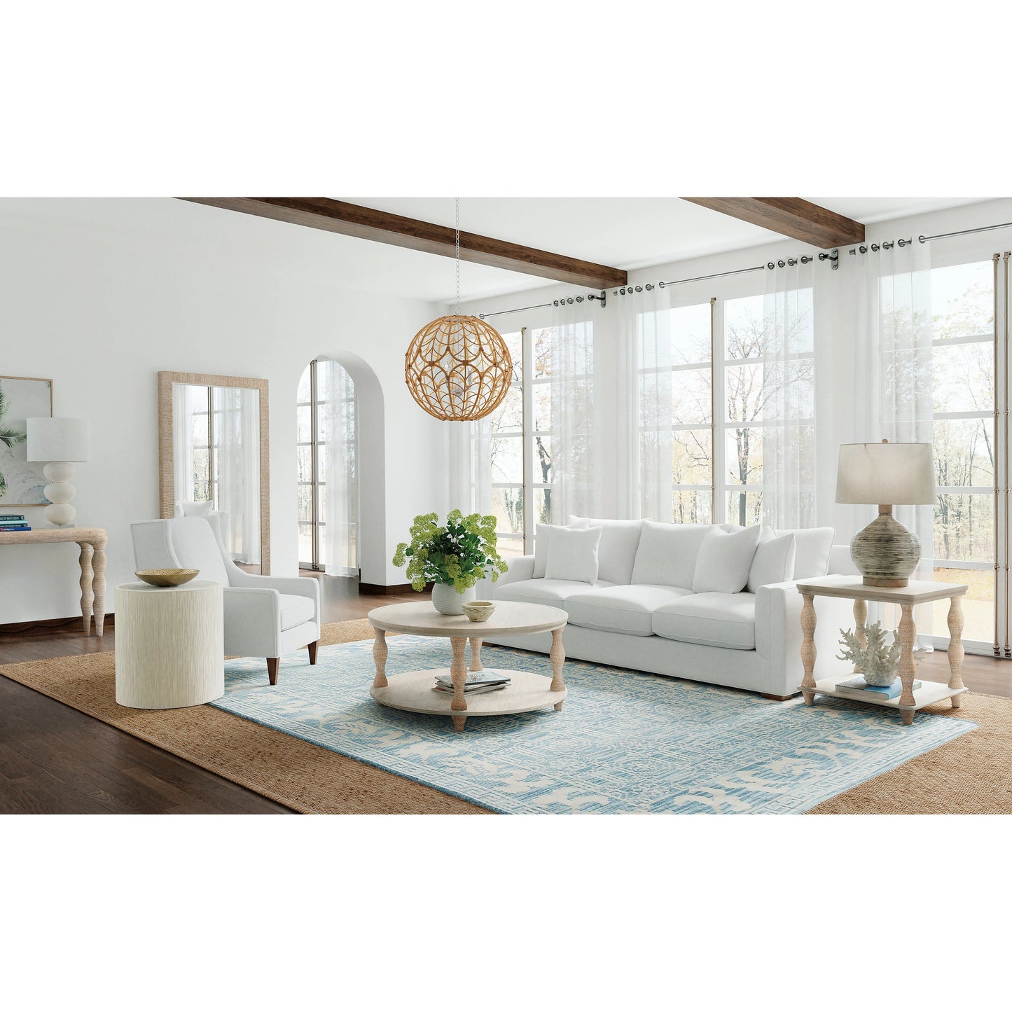 005 SI-1900841 | Lifestyle | Serenity Bahari Lamp Table by Hooker Furniture in surf. Made from oak veneers, rope in a cottage & farmhouse style.