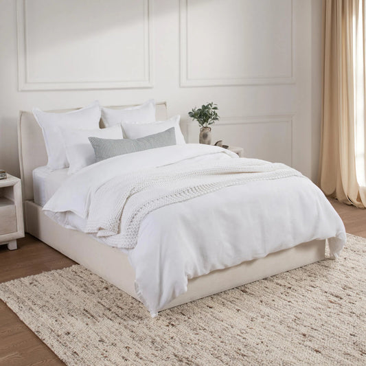 Arcadia Linen Duvet by Villa by Classic Home in white. Made from cotton linen blend in a unique style.