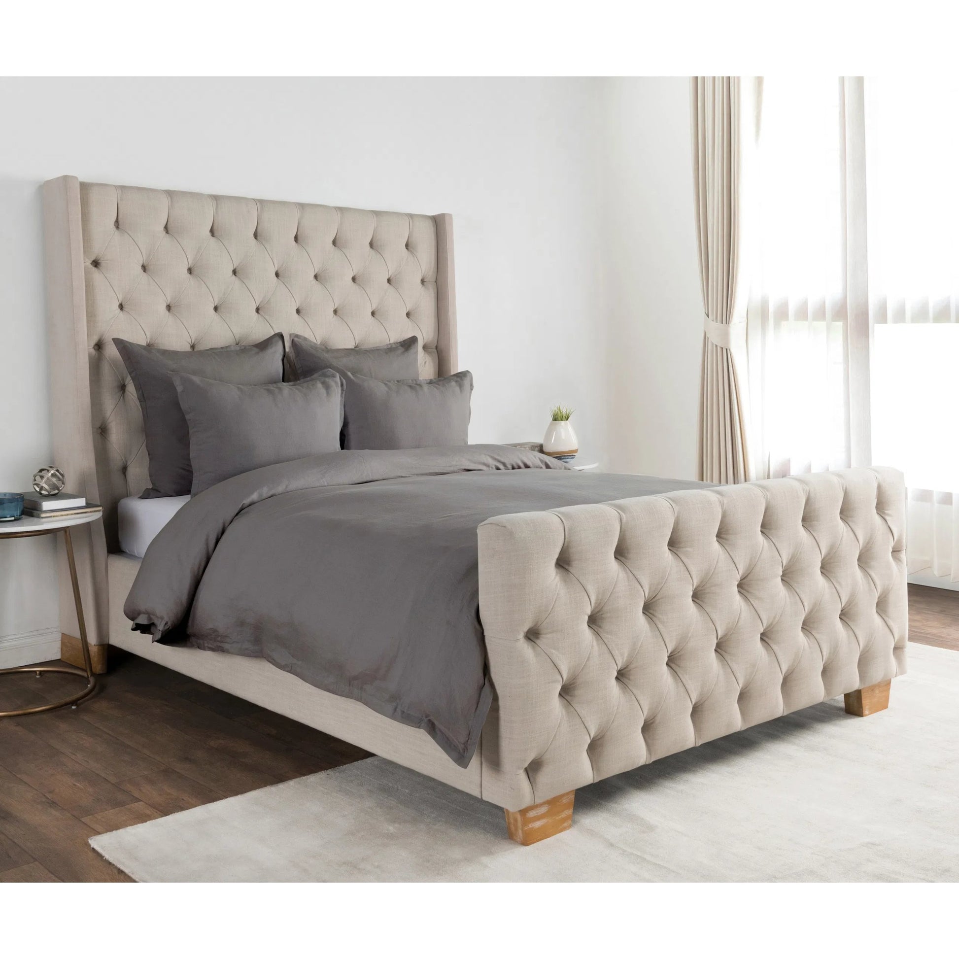 Arcadia Linen Throw Pillow by Villa by Classic Home in gray. Made from cotton linen blend in a unique style.