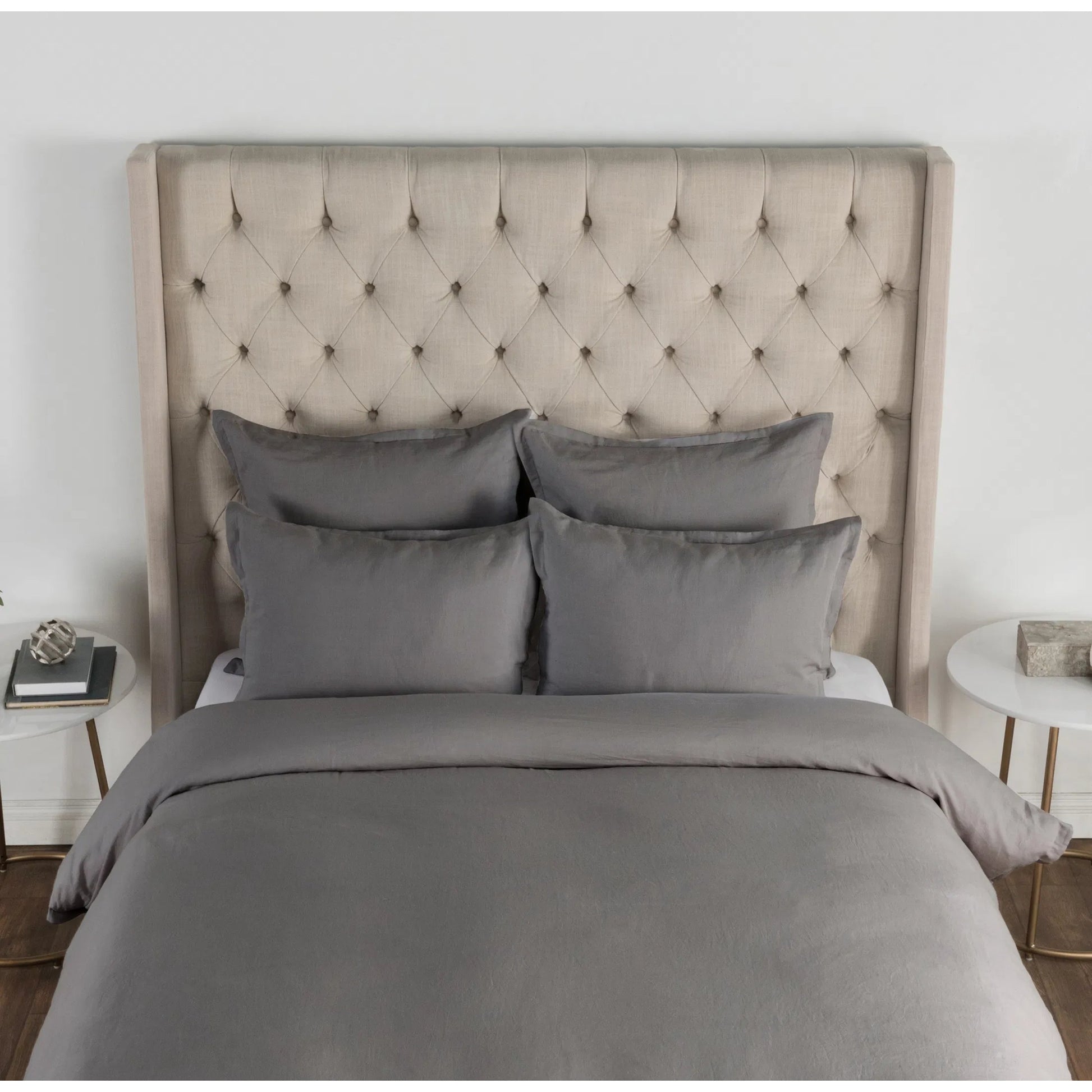 Arcadia Linen Throw Pillow by Villa by Classic Home in gray. Made from cotton linen blend in a unique style.