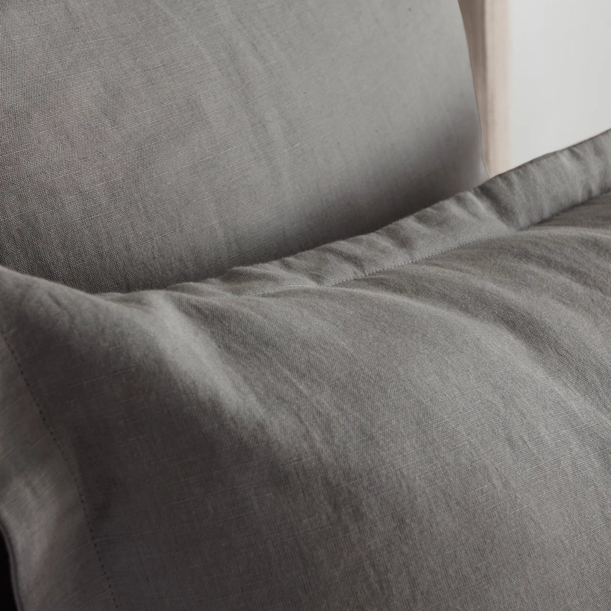 Arcadia Linen Throw Pillow by Villa by Classic Home in gray. Made from cotton linen blend in a unique style.