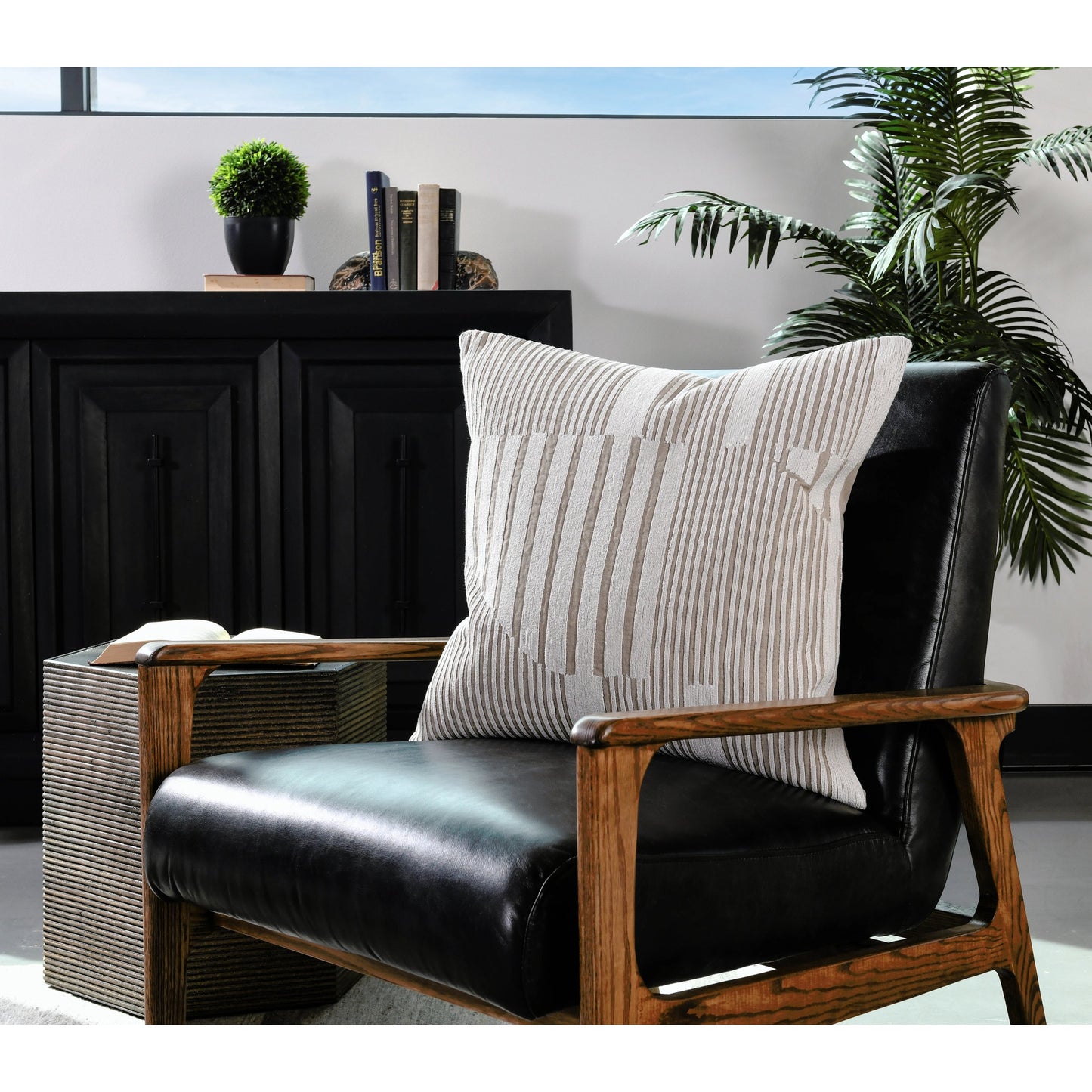 003 SI-2162441 | Lifestyle | Charlotte Throw Pillow by Villa by Classic Home in ivory, natural. Made from cotton linen blend in a modern style.