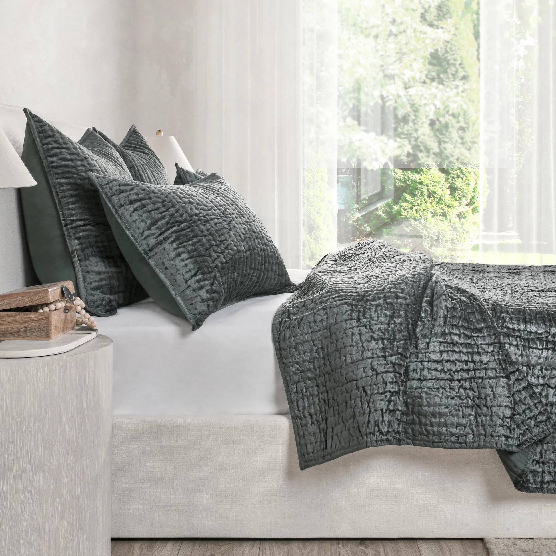 Dimitry 100% Rayon Velvet Bay Quilt by Villa by Classic Home. Made from unique in a modern style.